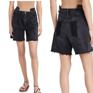 Agolde Pieced Angled Shorts in Shambles
